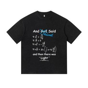 麦克斯韦方程微积分数学电磁科学纯棉短袖T恤衫男装宽松学生休闲