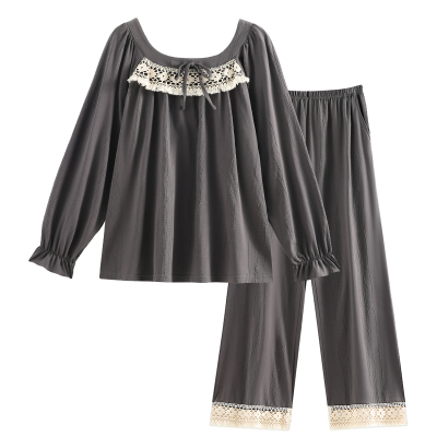 睡衣女春秋纯棉长袖高级感灰气质