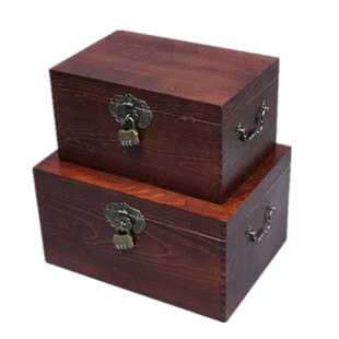 复古木箱带锁实木大号储物箱子收纳箱杂物箱收藏盒医药箱A4证件箱