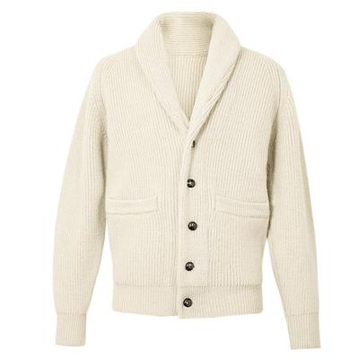 青果领针织羊毛衫外套纯羊毛