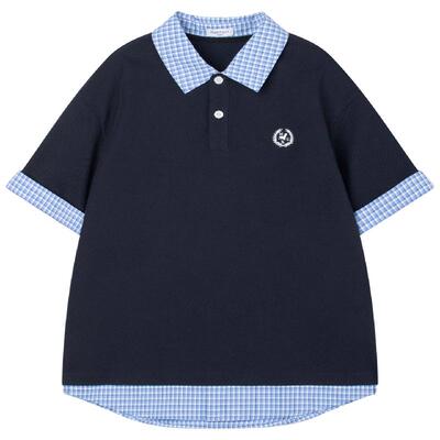 MUCMUKN【时髦叠搭】sorona凉感珠地棉假两件T恤POLO衫男童26夏
