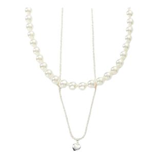 三福人造珍珠项链叠戴双层颈链饰品女款复古脖子配饰小众女士礼物