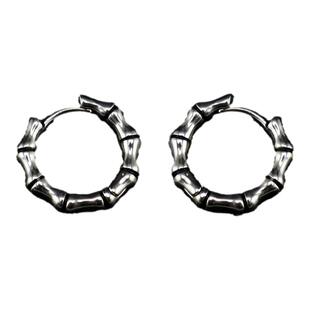 Shinma 欧美复古朋克暗黑骨头拼接压花钛钢耳环耳钉气质男士耳饰