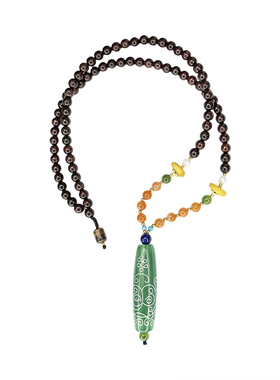 BUDDIA孔雀王天珠紫檀项链