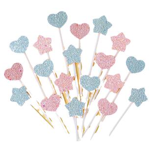 网红ins亮片粉蓝色爱心五角星烘焙插件派对渐变色蝴蝶蛋糕装饰