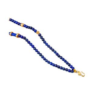 天然青金石配链手工黄金玉石吊坠挂绳原创设计双耳挂链2024年秋新