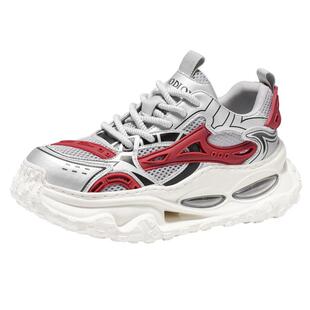 男鞋2026新款夏季透气网面增高老爹鞋男款跑步气垫减震休闲运动鞋