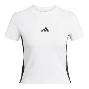 劲浪adidas阿迪达斯新款女子运动休闲白色短款短袖修身T恤JE1239