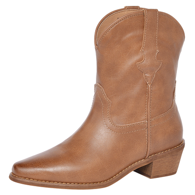 REEMOOR尖头粗跟短靴时装靴