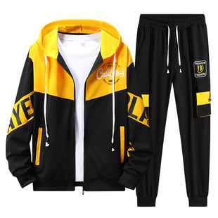 春节薄款潮流男装套装穿搭帅气中学生青年休闲运动卫衣套装