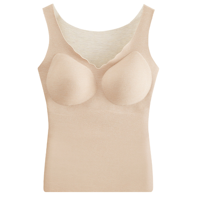 羊绒保暖背心带胸垫一体加绒内搭