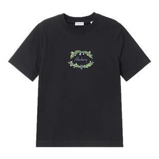 BURBERRY博柏利 新品女士蓟花图案徽标刺绣圆领短袖T恤 8097910