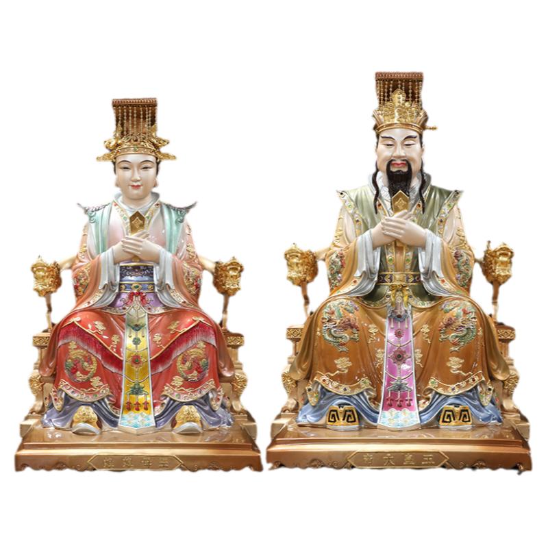 珐琅彩玉皇大帝王母娘娘佛像摆件