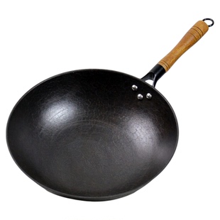 龟纹铁锅龟纹生铁铸铁炒锅家用炒菜锅无涂层不粘锅不易锈加厚