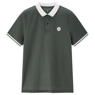 佐丹奴Polo男装撞色绣章凉感防晒珠地针织短袖POLO 13014206