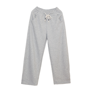 花吉L062深灰色高腰宽松加绒蚕丝羊毛绵绵裤女2025新款秋冬休闲裤