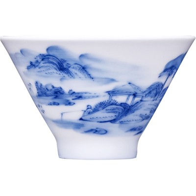 民间艺人手绘山水薄胎主人杯