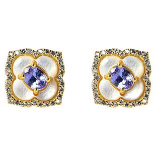 坦桑石耳钉女s925银国潮耳坠东海水晶秋冬高级新中式耳环玄学耳饰