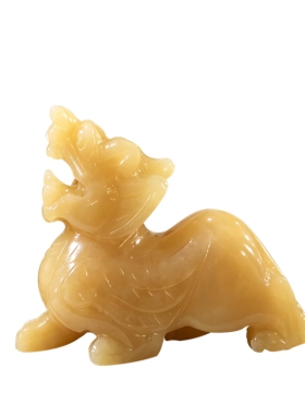 天然黄玉貔貅摆件招财神兽工艺品