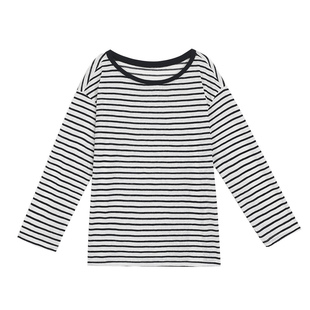 pusumede 松弛系列 斜肩条纹长袖t恤女薄款防晒罩衫oversize上衣