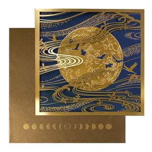 byears白夜原创国风仙鹤满月贺卡中式新年春节卡片可商务定制