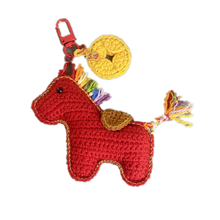 本命年红色小马包挂件DIY毛线编织材料包生肖彩虹马玩偶钥匙扣