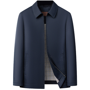 恒源祥集团彩羊中老年爸爸装纯棉翻领外套春秋新款中年男行政夹克