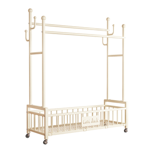 挂衣架落地卧室家用新款室内双杆晾晒衣架可移动多功能置物衣帽架