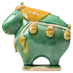 洛阳博物馆文创陶瓷唐三彩小胖马国潮摆件张家彩窑旅游纪念小礼物