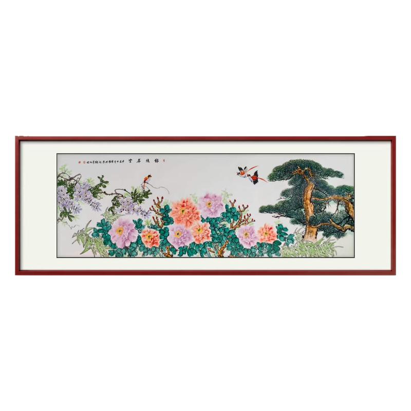 景德镇纯手绘锦绣华堂牡丹瓷板画