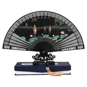 乌木手绘扇子非遗折扇