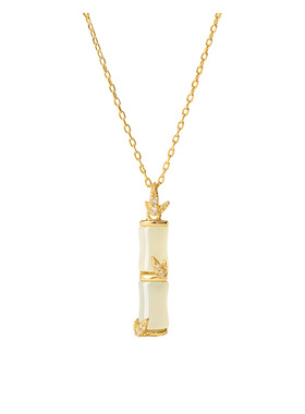 【和田玉项链】竹节竹叶吊坠