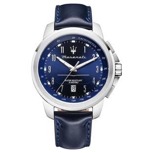 玛莎拉蒂手表男款名牌腕表蓝盘皮带学生石英表官方正品礼物送男友