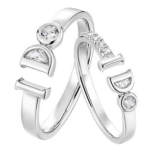 I Do&Co.诺言情侣对戒999纯银轻奢戒指一对 纪念日礼物送男女朋友