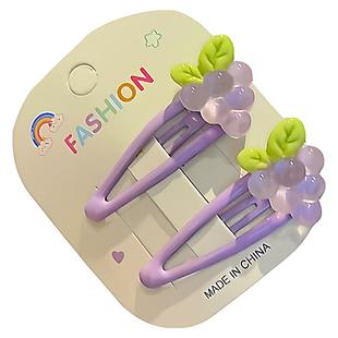 (可爱卡通紫色葡萄造型发夹女)儿童宝宝发卡边夹刘海夹少女发饰