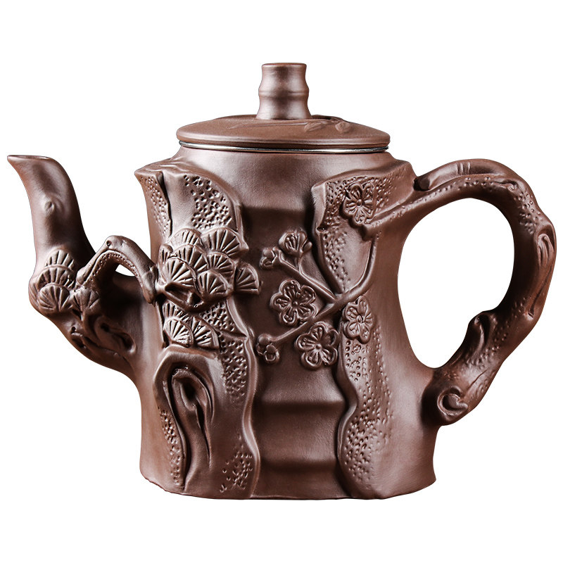 宜兴紫砂壶不锈钢过滤松竹茶碗杯