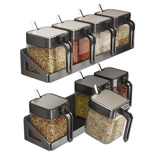 佐料调料盒置物架组合套装调味罐瓶收纳架家用厨房墙壁挂盐罐密封
