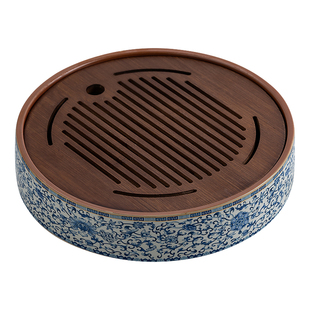 茶盘家用2026新款高端大气上档次汝窑青花陶瓷茶台干泡圆形沥水盘