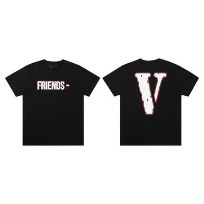 VLONE FRIENDS-系列复古风撞色大LOGO印花 短袖T恤 男女同款 黑白