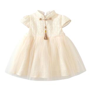 女童连衣裙夏季儿童中国风汉服女孩公主裙婴儿一周岁周岁宝宝礼服