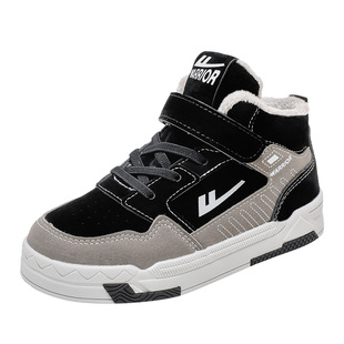 回力童鞋男童黑色二棉鞋2026秋冬新款儿童加绒冬鞋男孩保暖运动鞋