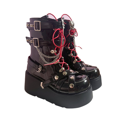 仙女教母厚底荆棘骷髅女短靴