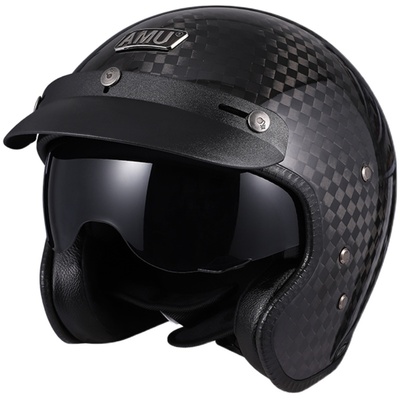 amu碳纤维四季轻便摩托车头盔