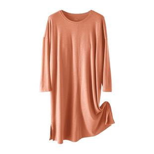 秋冬款睡裙带胸垫一体式女防凸点家居服连衣裙发热长袖睡衣可外穿