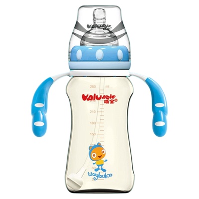 哺宝奶瓶带手柄280ml防摔防胀气
