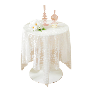 法式白色蕾丝桌布高级氛围感北欧台布圆桌盖布长方形绣花茶几纱巾