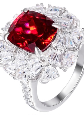 VISING珠宝【AGL国际证书】实验室培育红宝石5.7ct戒指S925银