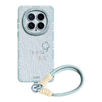 油画风平安喜乐幸运草手绳硅胶壳