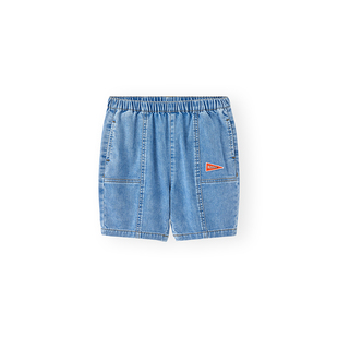 英氏儿童牛仔裤夏季男童休闲裤百搭短裤2025新款中大童裤子牛仔裤