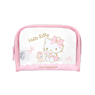 hellokitty正版联名小学生笔袋 透明粉色多功能防水化妆包女 三丽鸥凯蒂猫可爱旅行便携大容量立式pvc洗漱包